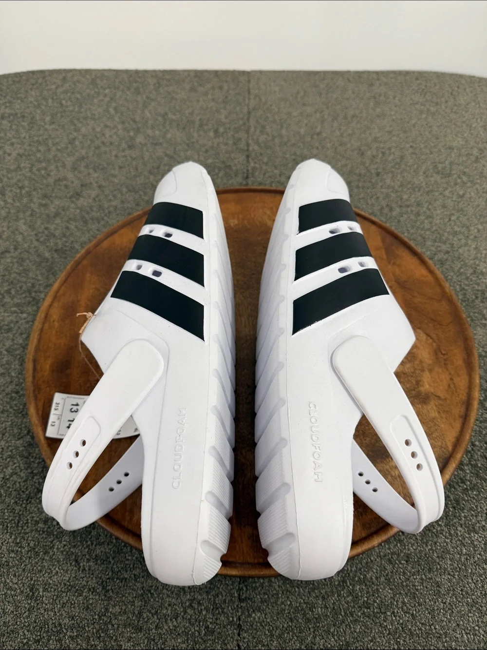 Adidas Shoes Mens 13 Adilette Clog 2.0 White Black Stripes Slip On Athletic